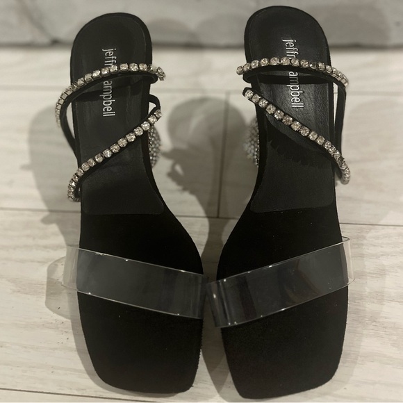 Jeffrey Campbell The Hustle Sandal In Black Suede Silver. Glamour Revolve Size 8 - Picture 7 of 8